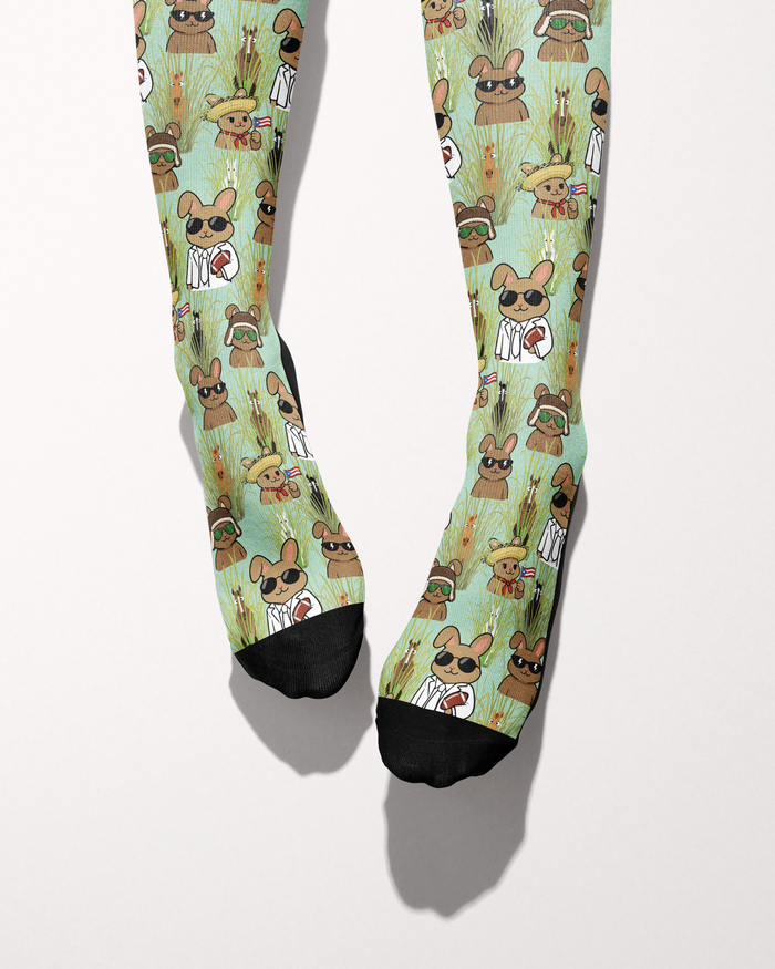 Bad Bunny Socks limited edition equestrian boot socks in green, alternate angle, by Dreamers & Schemers
