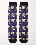 Midnight Margaritas Limited Edition boot socks in deep purple, flat lay of the pair, by Dreamers & Schemers