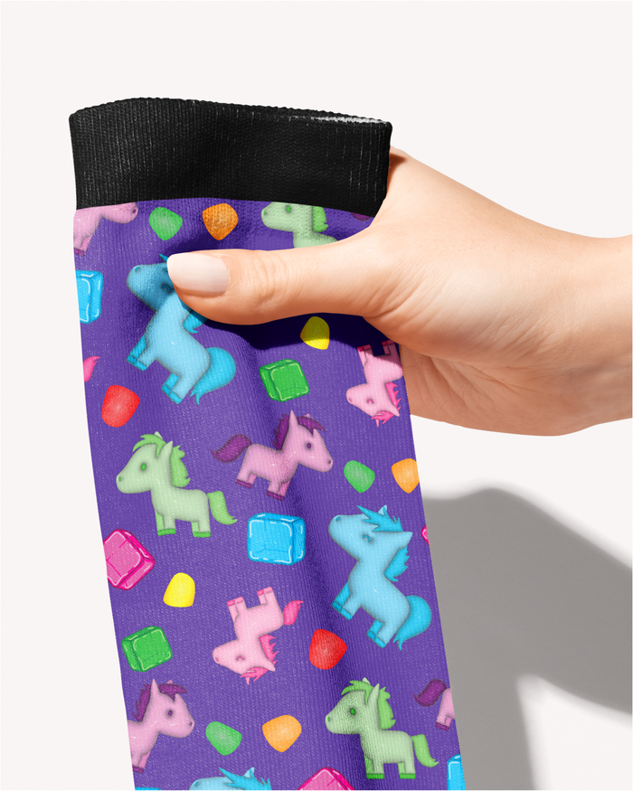 Limited Edition Neigh Doh Boot Socks printed to order, one pair, made in USA, 50% cotton blend
