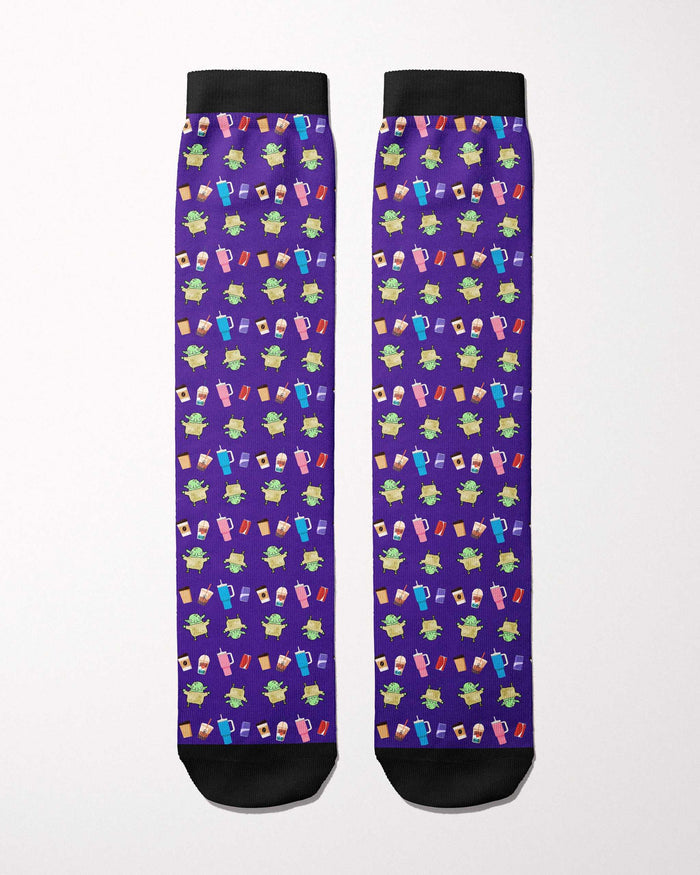 Beverage Goblin Socks secret limited edition boot socks, showing the full pattern layout