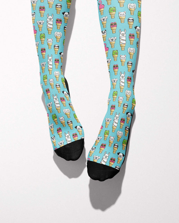Ice Cream Cone Man secret limited edition boot socks in blue, by Dreamers & Schemers