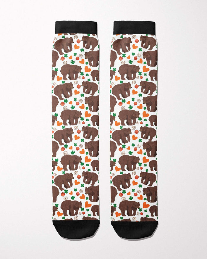 Lucky Bears secret limited edition boot socks, showing the full pattern layout