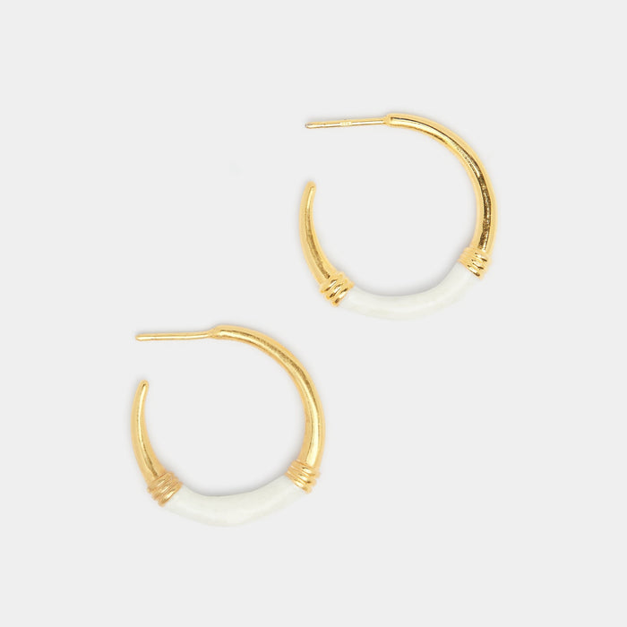 Lola White Golden Hoops