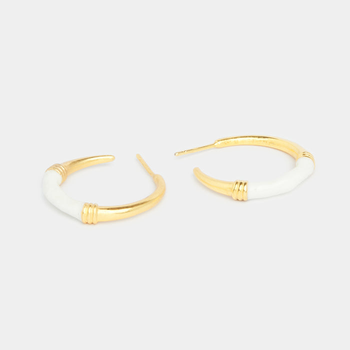 Lola White Golden Hoops