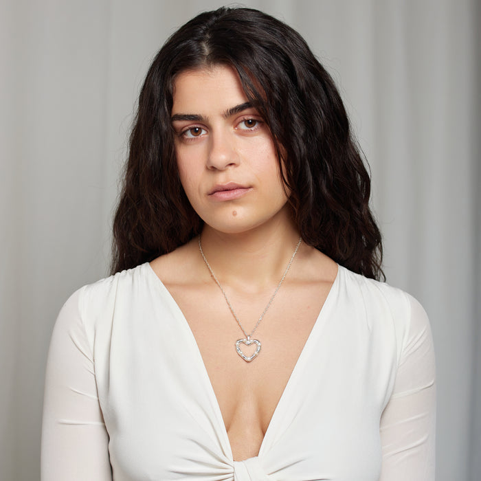 Lulu Freshwater Pearl Heart Necklace in Silver