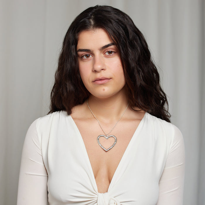 Lulu Heart Choker in Silver