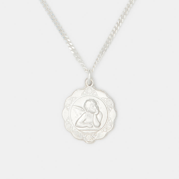 Luna Medallion Necklace in Silver for Him