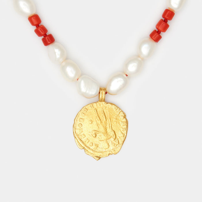 Maya Coral & Pearl Necklace