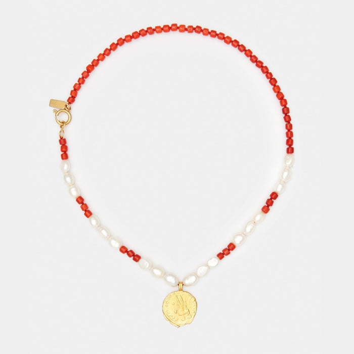 Maya Coral & Pearl Necklace