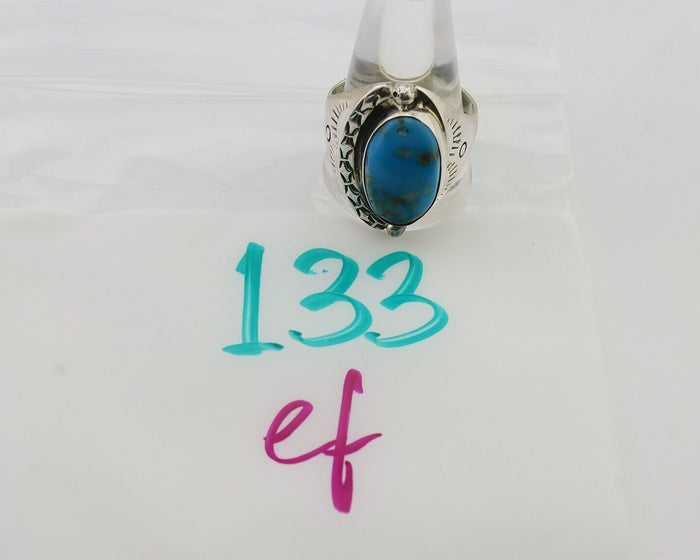 Mens Heavy Navajo Ring 925 Silver Turquoise Native Artist Size 14.25 C.80's