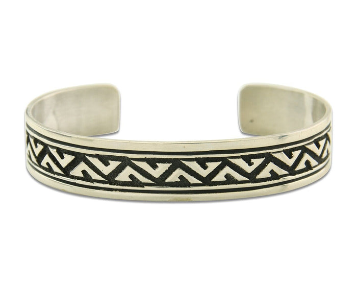 Mens's Navajo Bracelet 925 Silver Artist Signed Thomas Singer Cuff Made 1980's