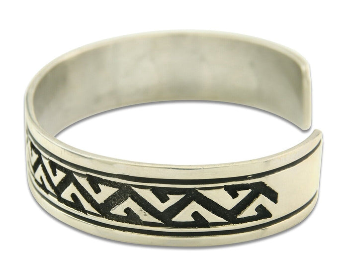 Mens's Navajo Bracelet 925 Silver Artist Signed Thomas Singer Cuff Made 1980's