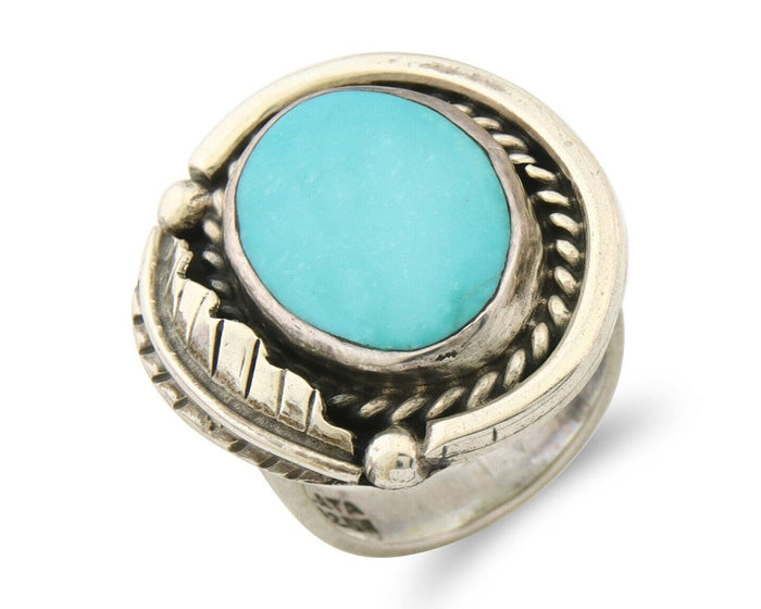 Mexican Handmade Ring 925 Sterling Natural Mined Turquoise C.80's Size 6