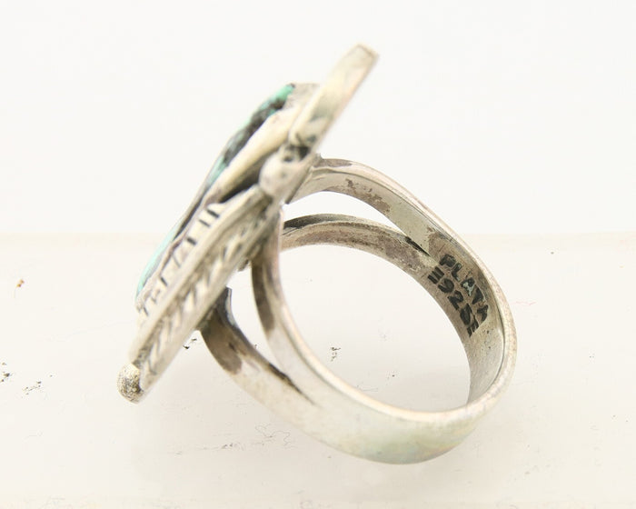 Mexican Handmade Ring 925 Sterling Natural Mined Turquoise C.80's Size 6