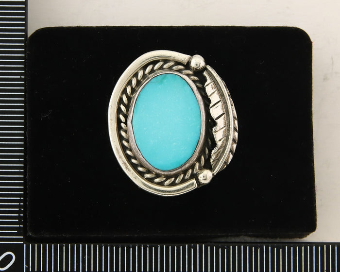 Mexican Handmade Ring 925 Sterling Natural Mined Turquoise C.80's Size 6