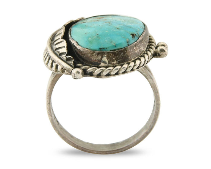 Mexican Handmade Ring 925 Sterling Natural Mined Turquoise C.80's Size 7.25+