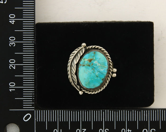 Mexican Handmade Ring 925 Sterling Natural Mined Turquoise C.80's Size 7.25+