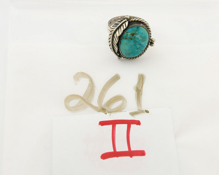 Mexican Handmade Ring 925 Sterling Natural Mined Turquoise C.80's Size 7.25+