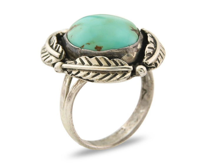 Mexican Handmade Ring 925 Sterling Natural Mined Turquoise C.80's Size 7.5