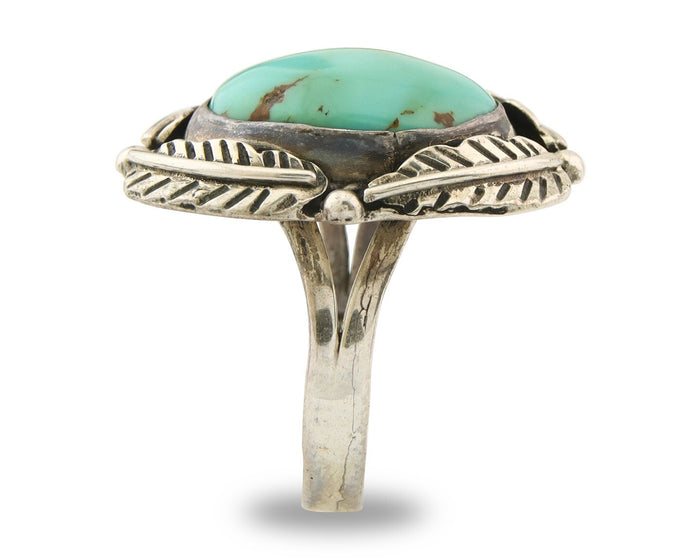 Mexican Handmade Ring 925 Sterling Natural Mined Turquoise C.80's Size 7.5