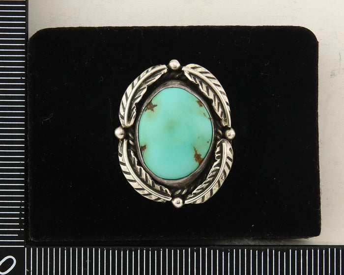 Mexican Handmade Ring 925 Sterling Natural Mined Turquoise C.80's Size 7.5