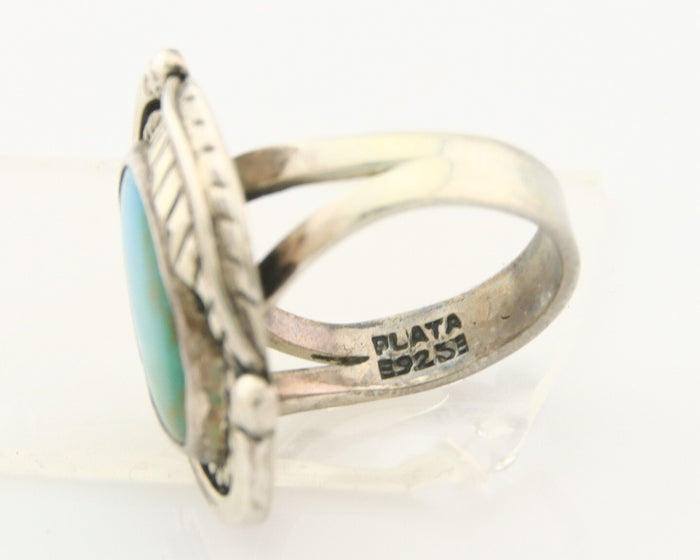 Mexican Handmade Ring 925 Sterling Natural Mined Turquoise C.80's Size 8.0