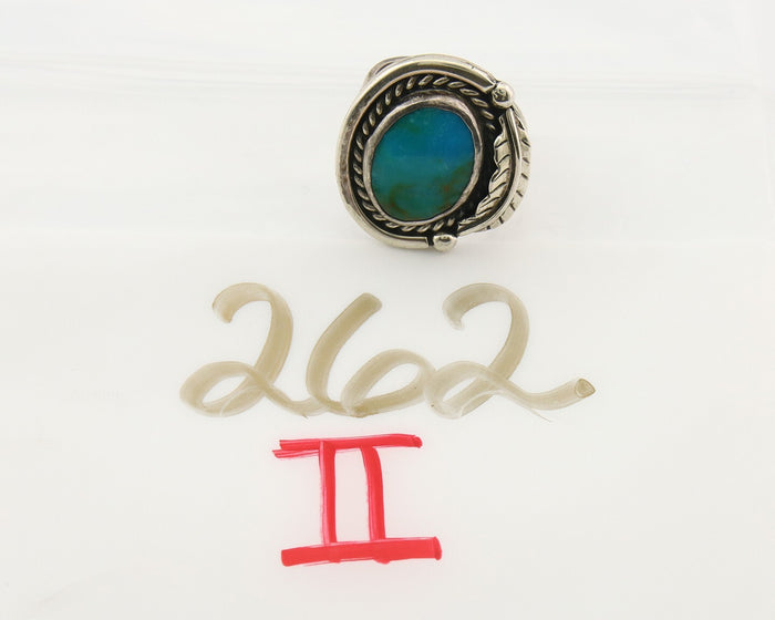 Mexican Handmade Ring 925 Sterling Natural Mined Turquoise C.80's Size 8.0