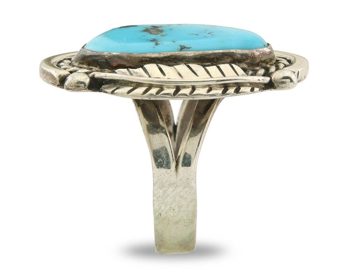 Mexican Handmade Ring 925 Sterling Natural Mined Turquoise C.80's Size 8.25