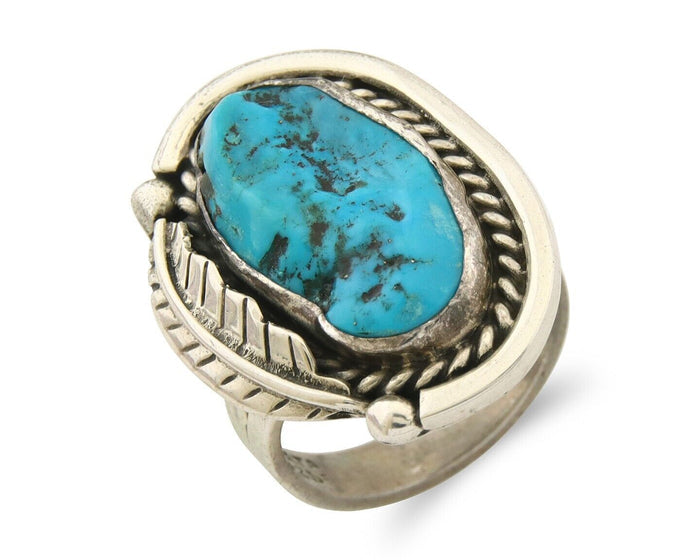 Mexican Handmade Ring 925 Sterling Natural Mined Turquoise C.80's Size 8