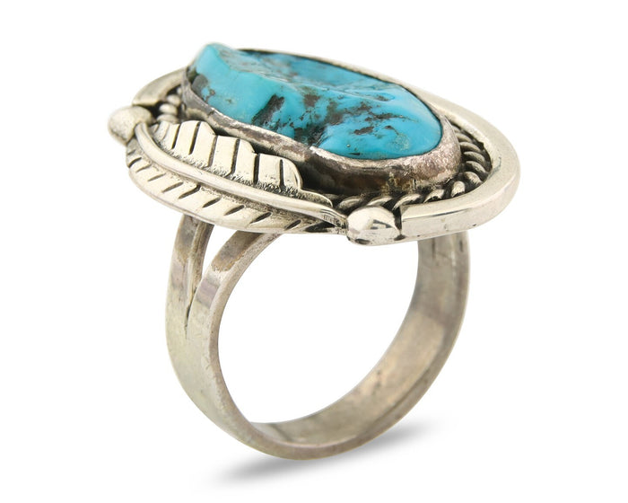 Mexican Handmade Ring 925 Sterling Natural Mined Turquoise C.80's Size 8