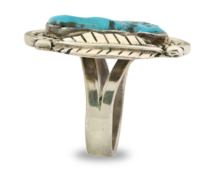 Mexican Handmade Ring 925 Sterling Natural Mined Turquoise C.80's Size 8