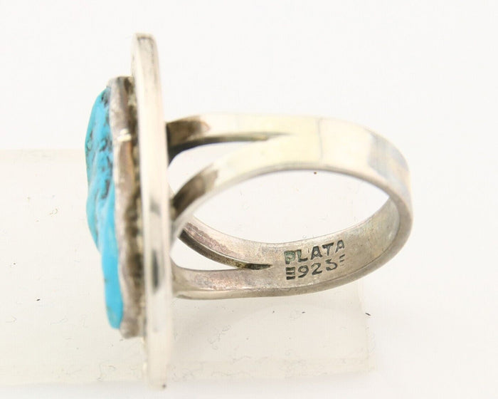 Mexican Handmade Ring 925 Sterling Natural Mined Turquoise C.80's Size 8