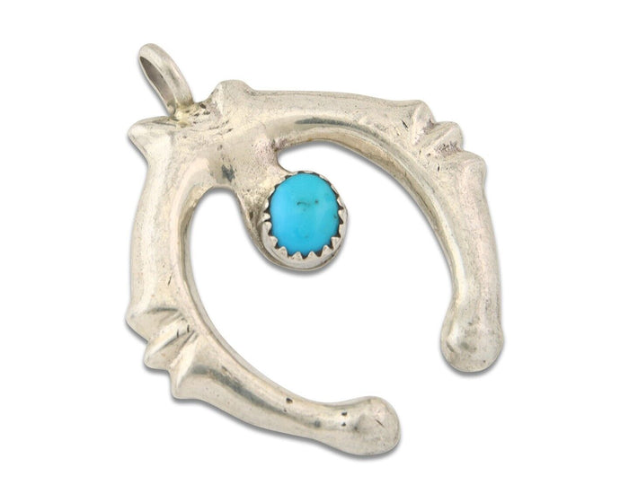 Navajo 925 Silver Naja Sand Cast Turquoise Handmade Native American Artist C.80s