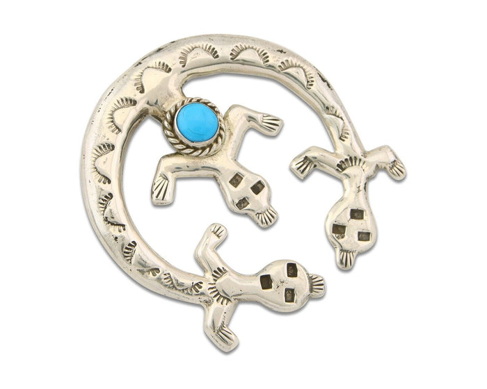 Navajo 925 Silver Naja Sand Cast Turquoise Handmade Native American Artist C.80s