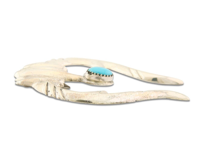 Navajo 925 Silver Naja Sand Cast Turquoise Handmade Native American Artist C.80s