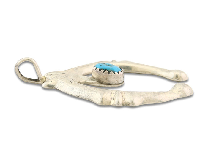 Navajo 925 Silver Naja Sand Cast Turquoise Handmade Native American Artist C.80s