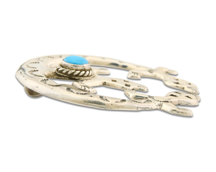 Navajo 925 Silver Naja Sand Cast Turquoise Handmade Native American Artist C.80s