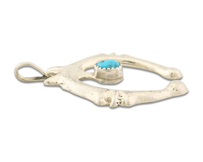 Navajo 925 Silver Naja Sand Cast Turquoise Handmade Native American Artist C.80s