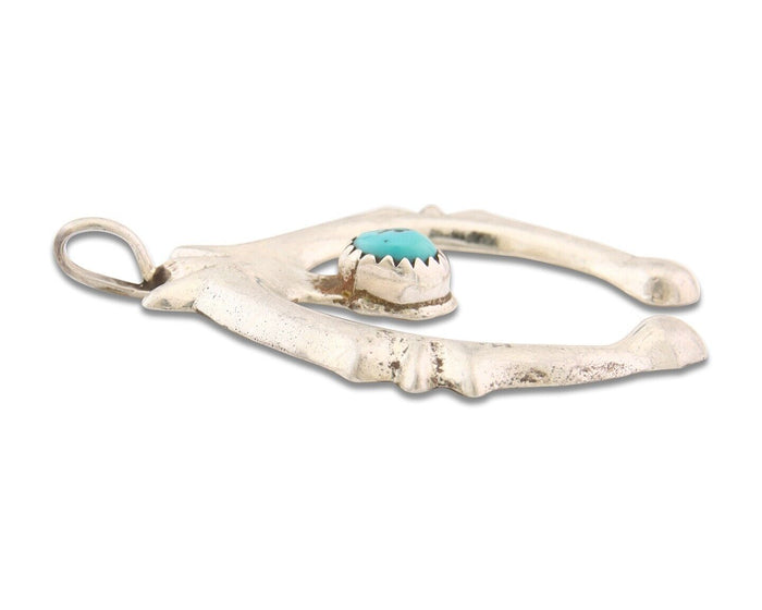 Navajo 925 Silver Naja Sand Cast Turquoise Handmade Native American Artist C.80s
