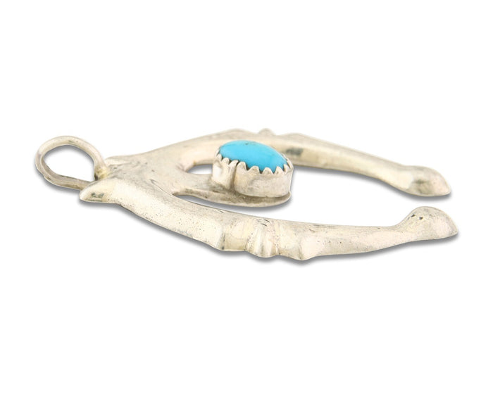 Navajo 925 Silver Naja Sand Cast Turquoise Handmade Native American Artist C.80s