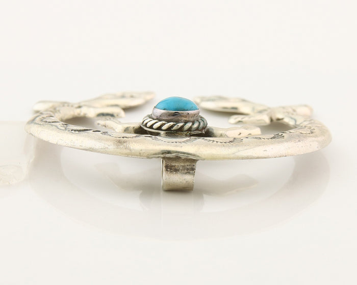 Navajo 925 Silver Naja Sand Cast Turquoise Handmade Native American Artist C.80s