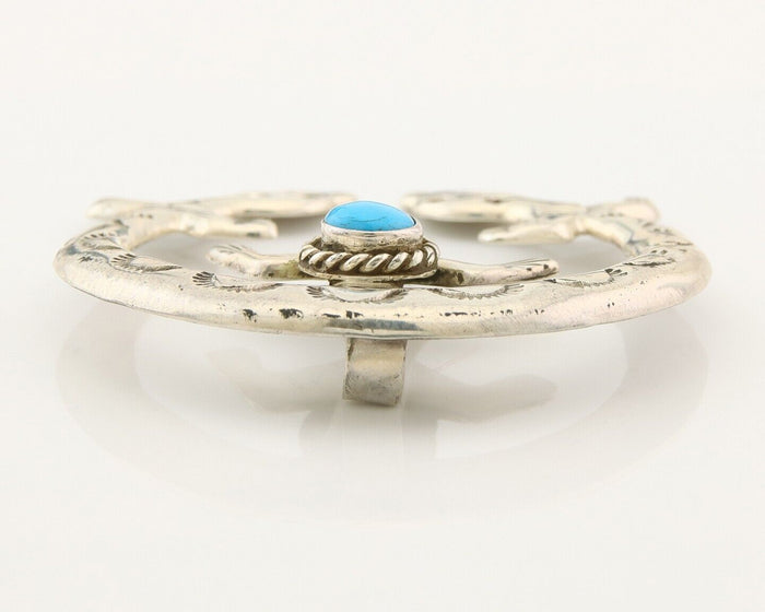 Navajo 925 Silver Naja Sand Cast Turquoise Handmade Native American Artist C.80s