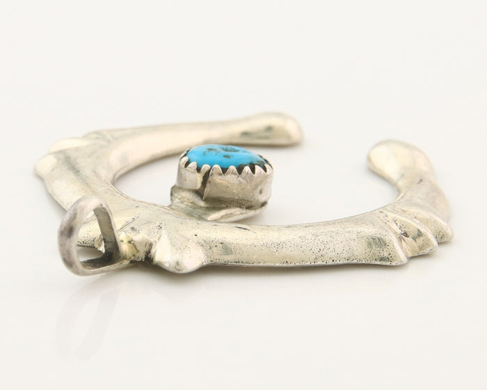 Navajo 925 Silver Naja Sand Cast Turquoise Handmade Native American Artist C.80s
