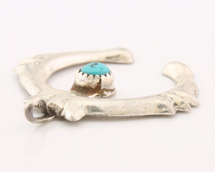 Navajo 925 Silver Naja Sand Cast Turquoise Handmade Native American Artist C.80s