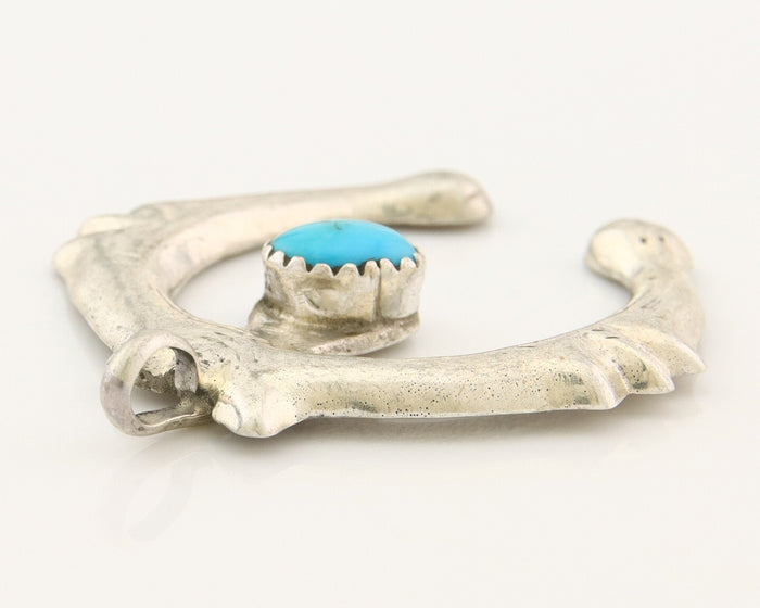 Navajo 925 Silver Naja Sand Cast Turquoise Handmade Native American Artist C.80s