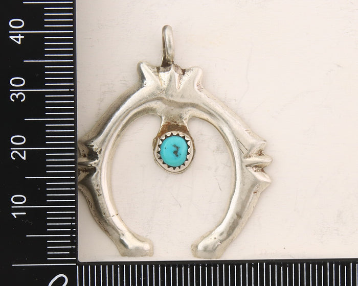 Navajo 925 Silver Naja Sand Cast Turquoise Handmade Native American Artist C.80s