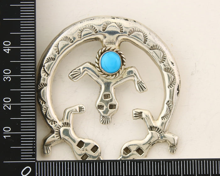 Navajo 925 Silver Naja Sand Cast Turquoise Handmade Native American Artist C.80s