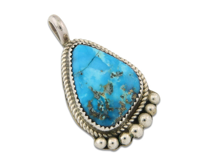 Navajo 925 Silver Pendant Turquoise Handmade Artist Signed D Spencer C.80's