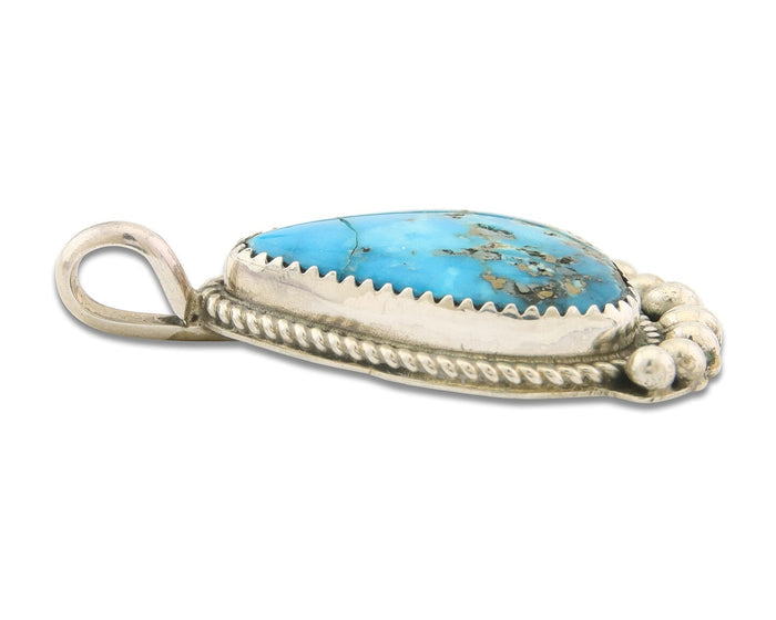 Navajo 925 Silver Pendant Turquoise Handmade Artist Signed D Spencer C.80's