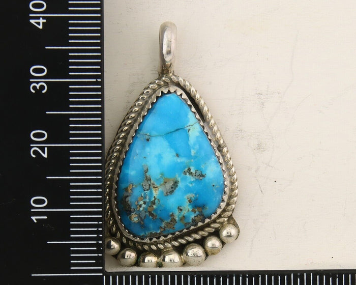 Navajo 925 Silver Pendant Turquoise Handmade Artist Signed D Spencer C.80's